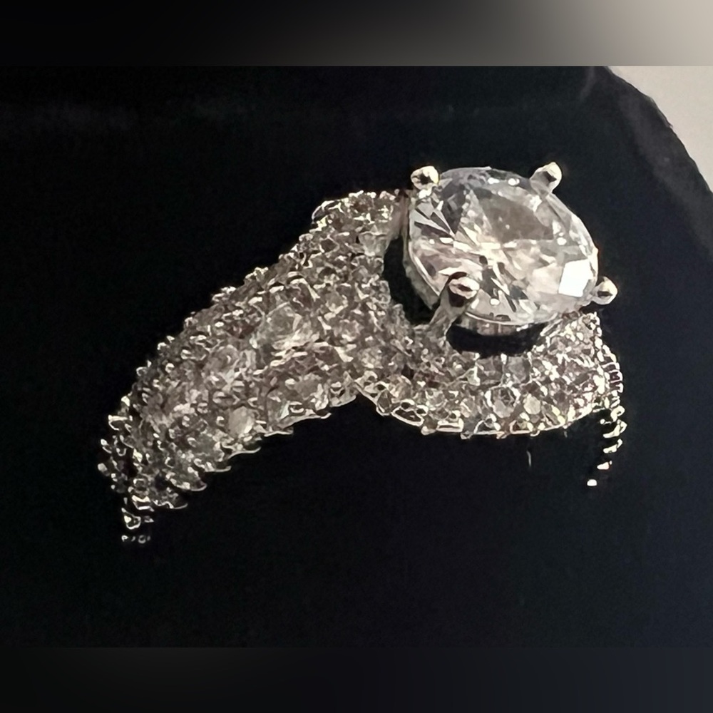White Sapphire White Gold 925 Silver Ring